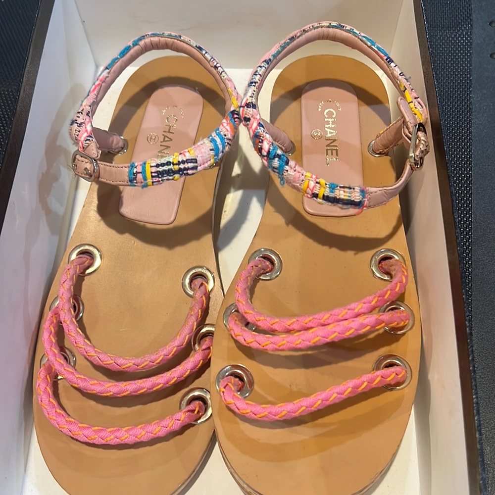 Authentic Chanel Sandals, WORN ONCE!!!